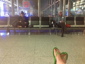 My shiny red toes killing time at KLIA airport